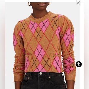 Ganni Harlequin Argyle Wool-Blend Jacquard Sweater